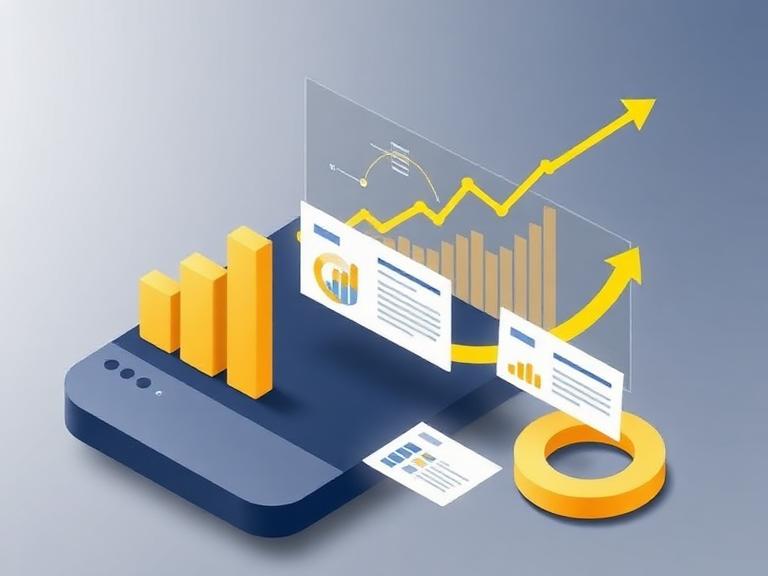 Illustration of learning analytics charts with an upward trend